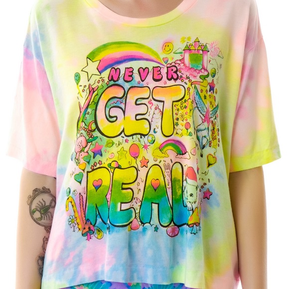 UNIF Other - UNIF Never Get Real Cropped crop Tye dye Top